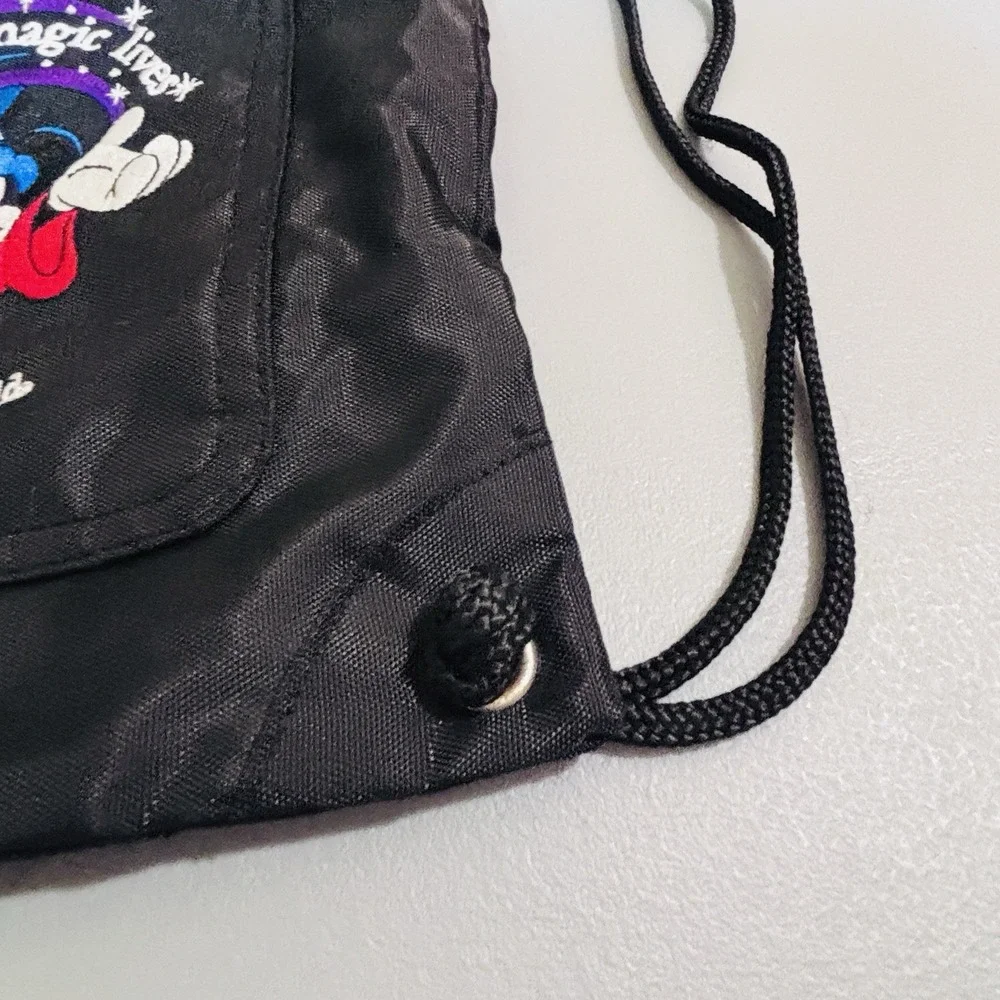Walt Disney World Mickey Mouse Where Magic Lives Drawstring Backpack Nylon Bag